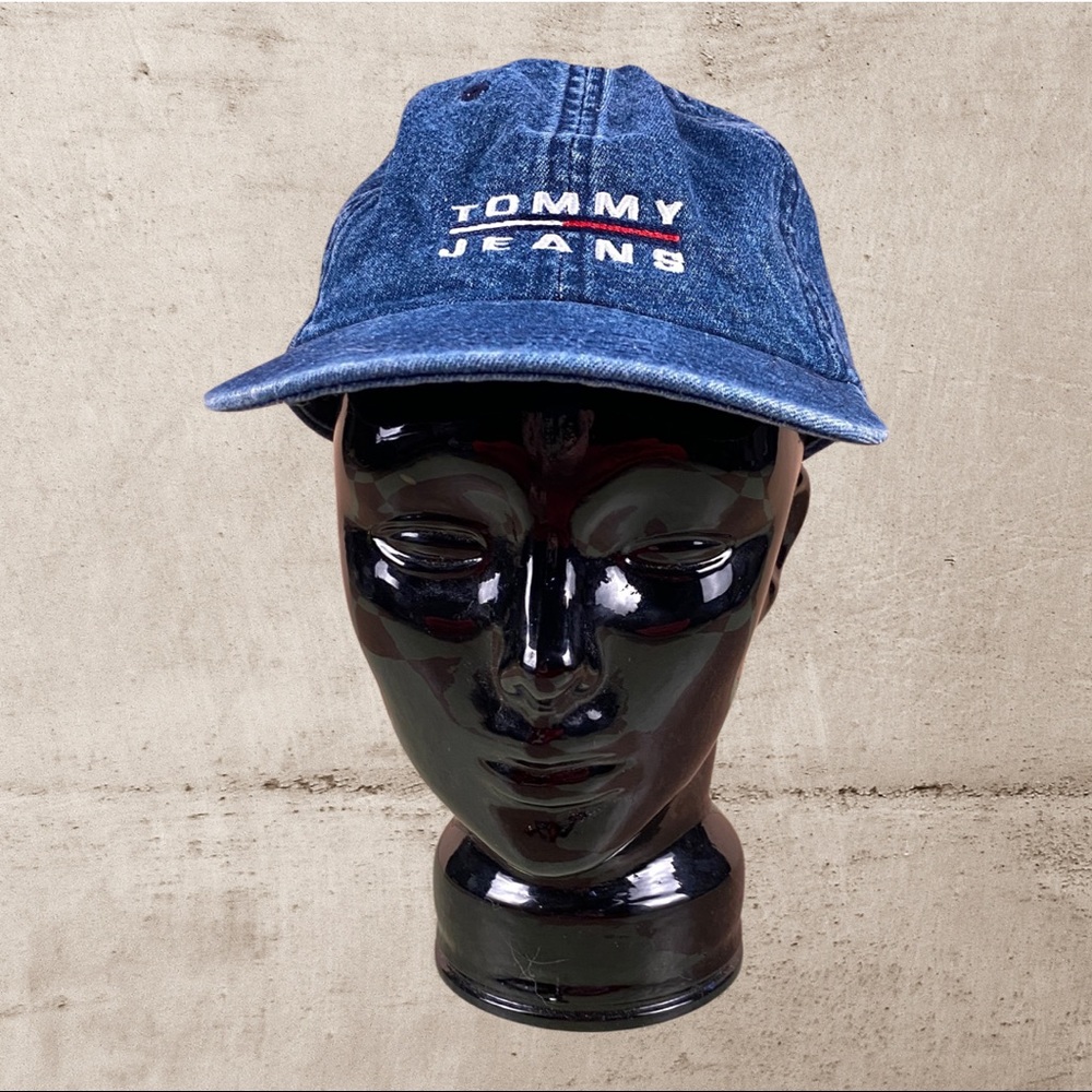 Vintage 90s denim flag tommy jeans hat adjustable - Picture 1 of 10